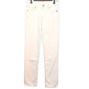 H&M WOMEN'S CREAM DENIM JEANS STRAIGHT REGULAR FIT MID WAIST - SIZE 2